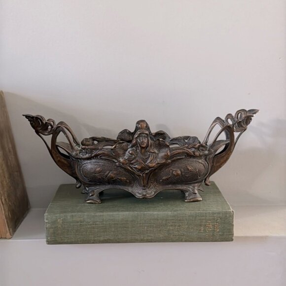 Antique High Quality French Bronze Jardiniere Art Deco Planter Centerpiece - Picture 1 of 12